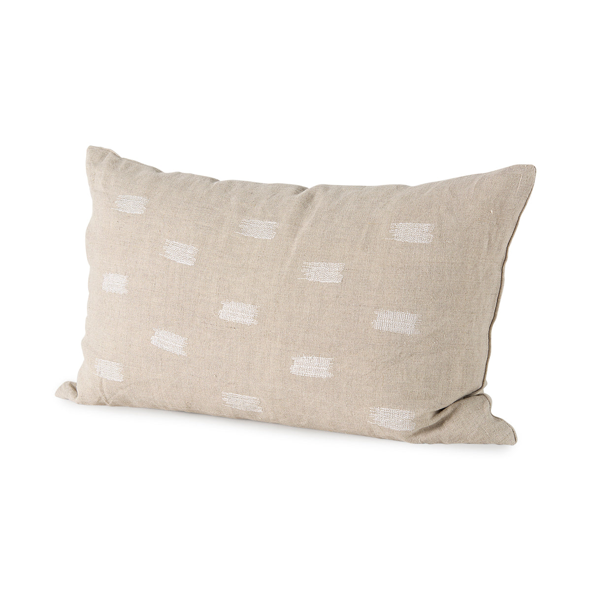 Lacey Beige/White 13x21 Decorative Pillow Cover with Down Filler (Set of 2)