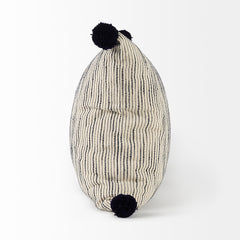 Krystal Cream/Black 18x18 Pom Pillow Cover with Down Filler (Set of 2)