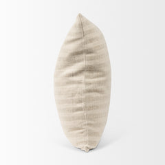 Jace Cream/Beige 22x22 Stripe Linen-Cotton Square Pillow Cover with Down Filler (Set of 2)