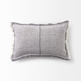 Thais Gray 13x21 Fabric Fringed Pillow Cover with Non-Allergen Filler (Set of 2)