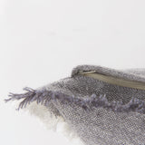 Thais Gray 13x21 Fabric Fringed Pillow Cover with Non-Allergen Filler (Set of 2)