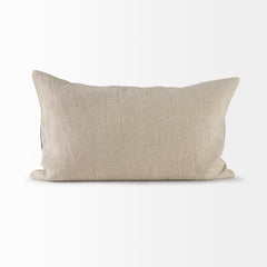 Raquel Beige/Black 13x21 Fabric Plaid Pillow Cover with Non-Allergen Filler (Set of 2)