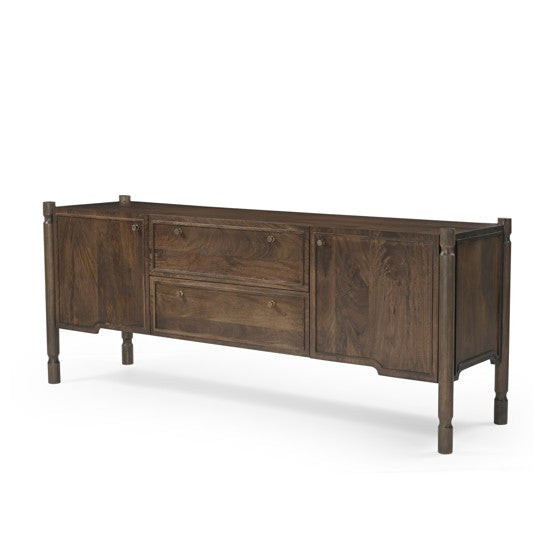 Phil Dark Brown Wood 2 Door 1 Drawer with Pull Down Media Console
