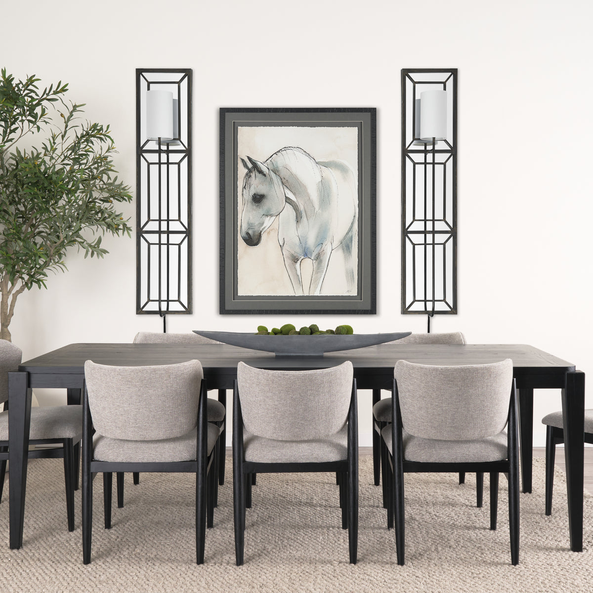 Noah Black/White Metal Rectangular Wall Sconce