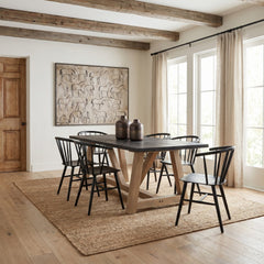 Rialto Black-Brown/Light Brown Rectangular Trestle Dining Table