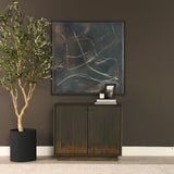 Cinder Dark Brown Distressed Wood Reeded 2-Door Closed Accent Cabinet