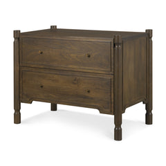 Phil Dark Brown Wood 2 Drawer Nightstand