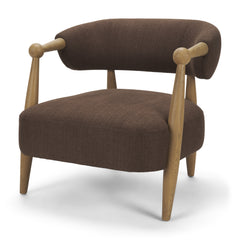 Lewis Mocha/Brown Fabric Wood Open Back Accent Chair