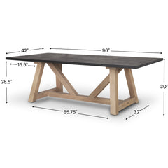 Rialto Black-Brown/Light Brown Trestle Dining Table