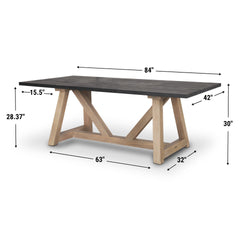 Rialto Black-Brown/Light Brown Rectangular Trestle Dining Table