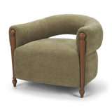 Margaux Olive Fabric Open Back Barrel Accent Chair