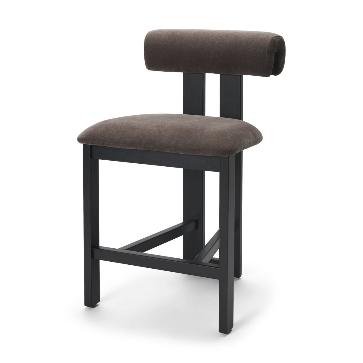 Tribeca Charcoal Curve Open Back Chenille Tripod Frame Counter Stool