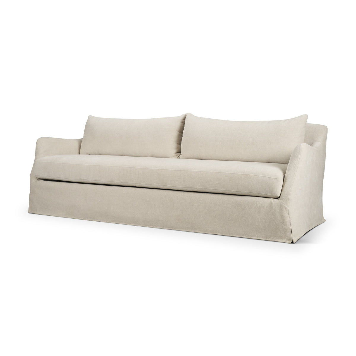 Ellington Cream Slipcovered Slope Arm Sofa