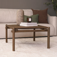 Riven Brown Oak Wood Square Side Table