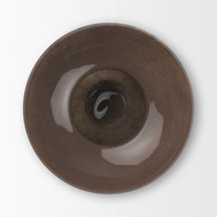 Bruna Brown Wide Mouth Geometric Glass Vase