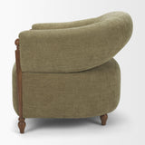 Margaux Olive Fabric Open Back Barrel Accent Chair
