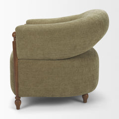 Margaux Olive Fabric Open Back Barrel Accent Chair