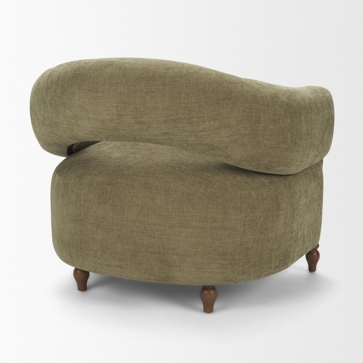 Margaux Olive Fabric Open Back Barrel Accent Chair