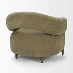 Margaux Olive Fabric Open Back Barrel Accent Chair