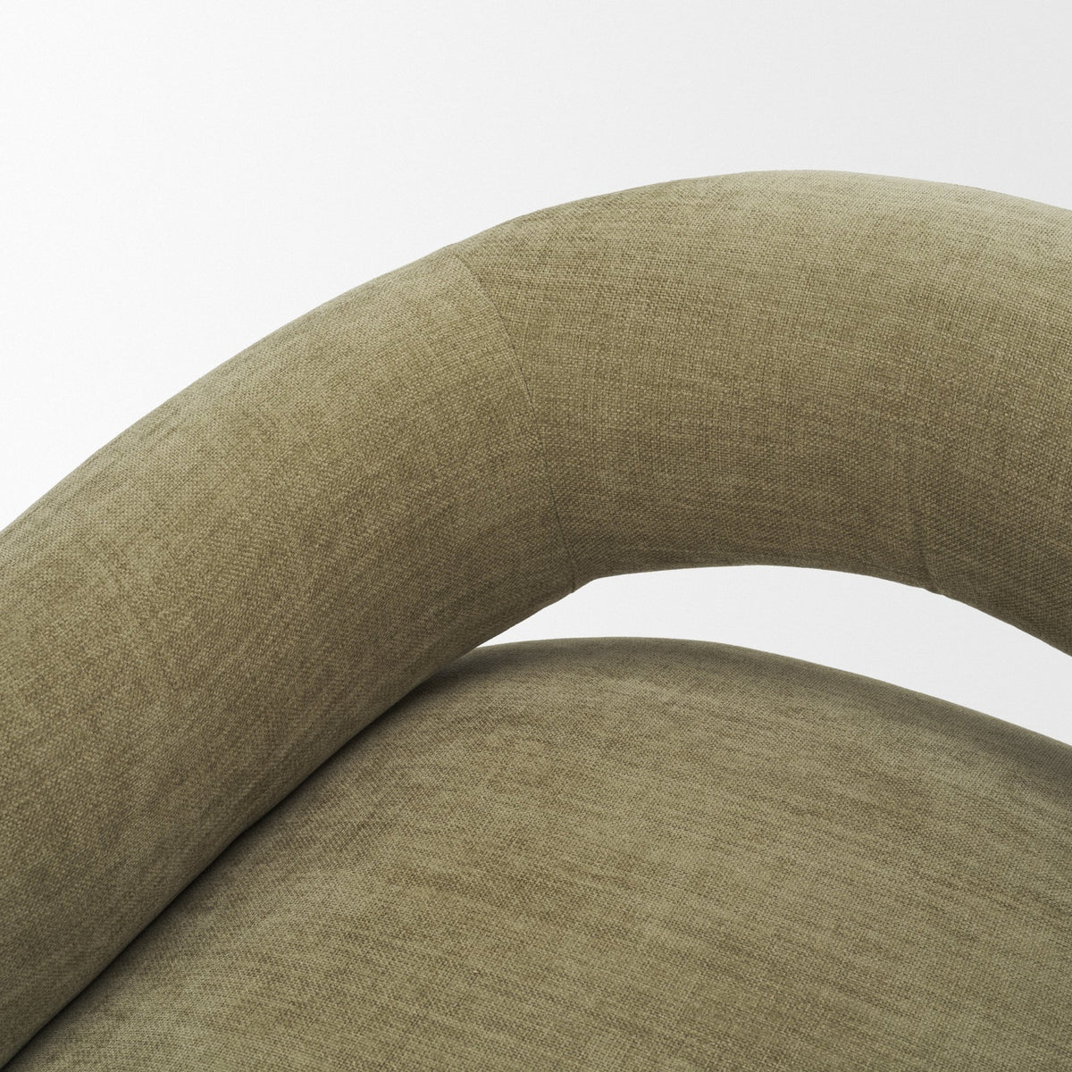 Margaux Olive Fabric Open Back Barrel Accent Chair