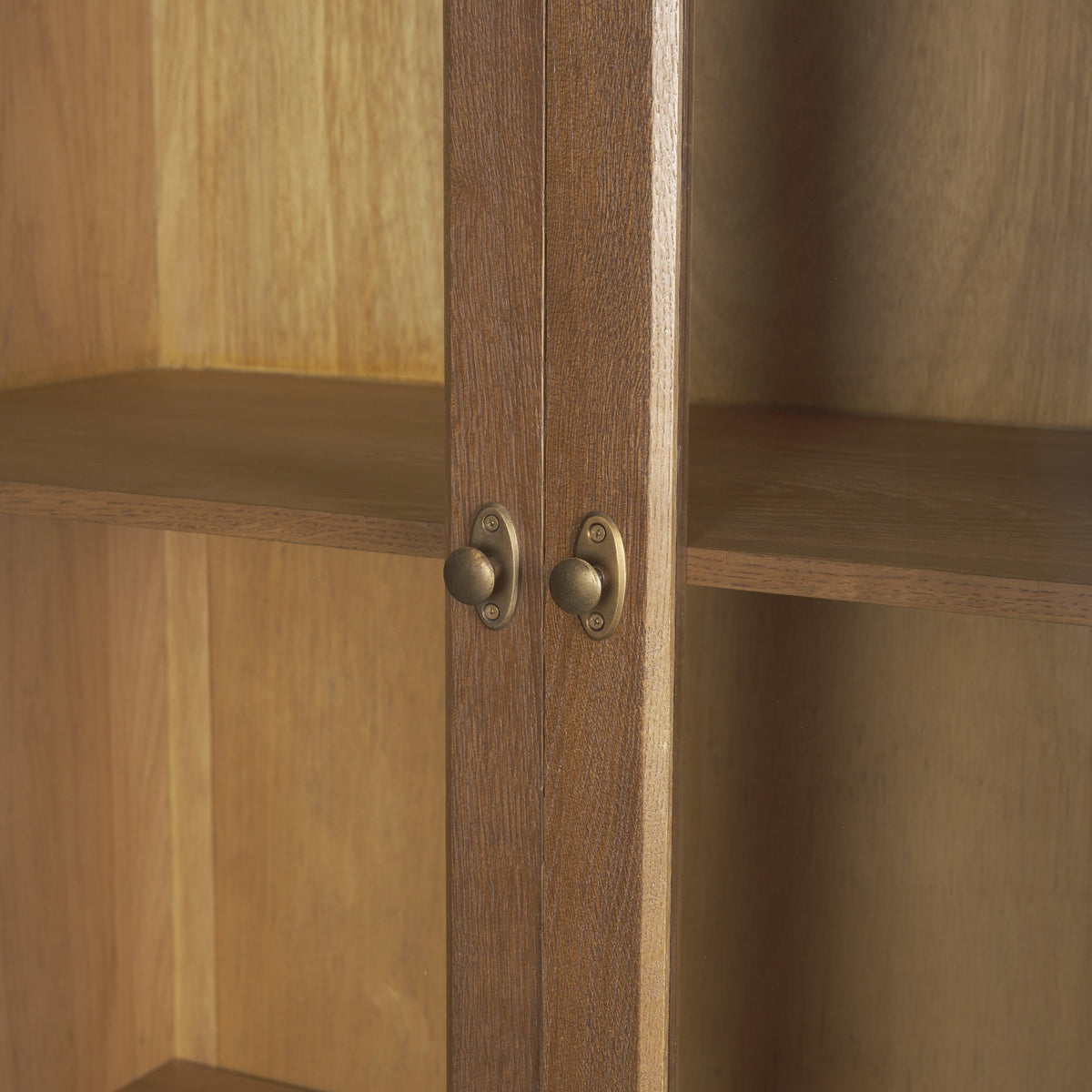 Winsford Brown Two-Tone Oak Display Cabinet with Glass Doors