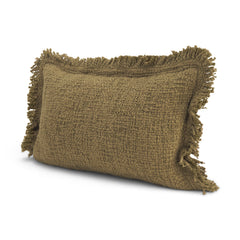Kambal Dark Olive 13x21 Cotton Pillow Cover with Down Filler