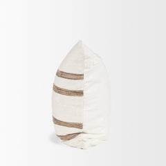 Maryn Cream/Brown 22x22 Square Decorative Pillow Cover with Down Filler