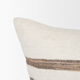 Maryn Cream/Brown 22x22 Square Decorative Pillow Cover with Down Filler