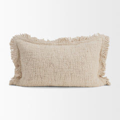 Kambal Light Beige 13x21 Cotton Pillow Cover with Non-Allergen Filler