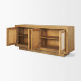 Valterra Light Brown Wood with Travertine 4 Door Sideboard
