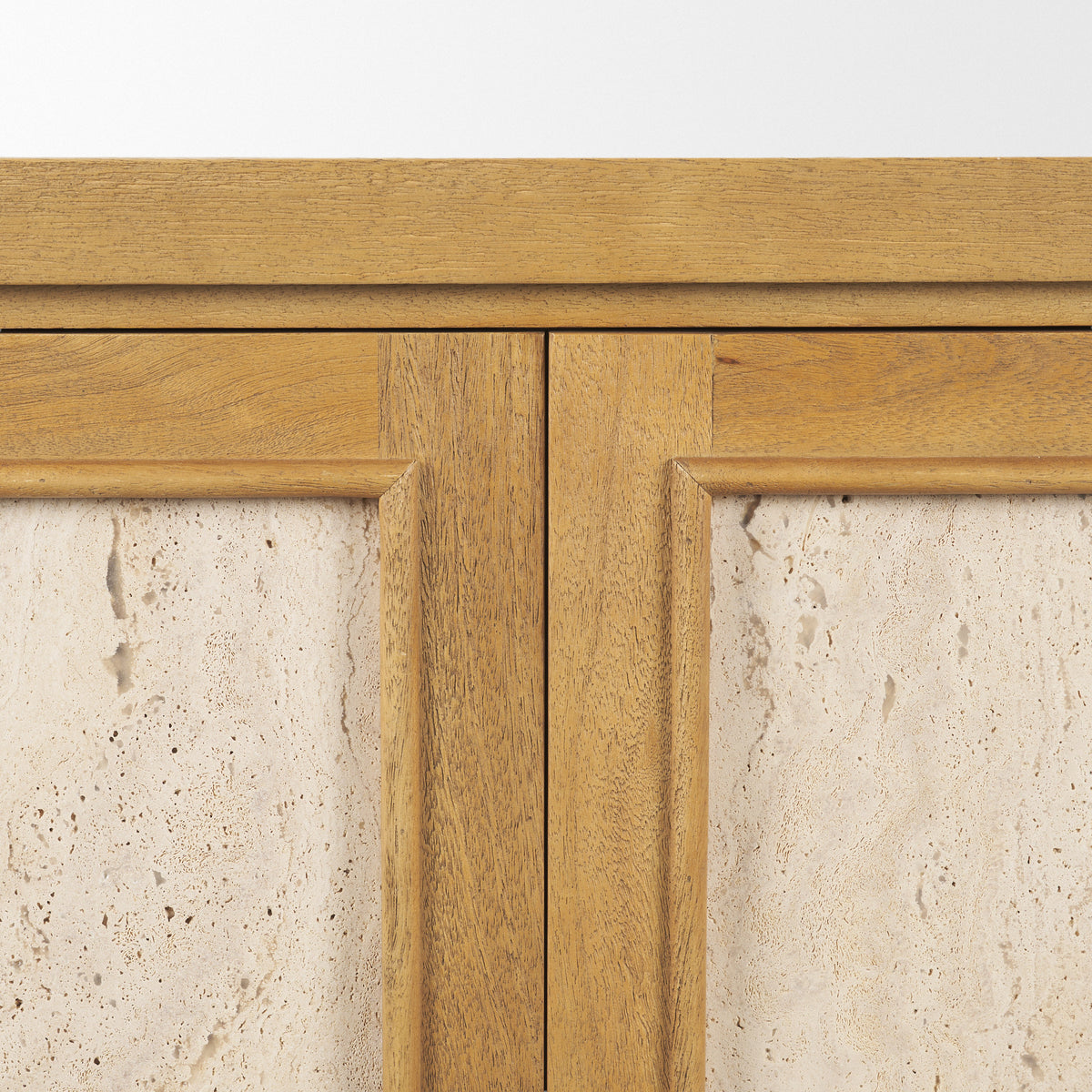 Valterra Light Brown Wood with Travertine 4 Door Sideboard