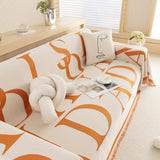 Chenille Jacquard Alphabet Sofa Blanket Cover, L Shape Sofa Cover, Reversible Couch Covers for Dogs