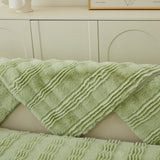 Soft Thick Faux Fur Sofa Cover Stripe Fluffy Fuzzy Non-Slip Washable Couch Covers