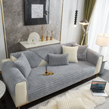 Winter Thickened Rabbit Plush Non-slip Sofa Cushion, Faux Fur Fluffy Furniture Protector