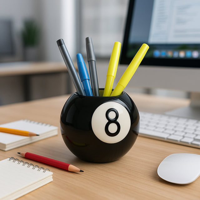 Visalia Black/White 8-Ball Pencil Cup