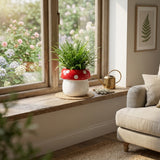 Bonnie View White/Red Mushroom Planter