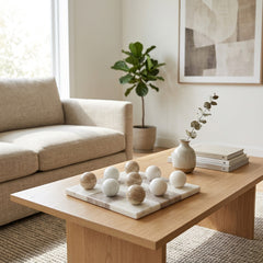 Antioch White/Beige Marble Tic-Tac-Toe