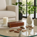 La Jolla Brown Wood Dominoes Box