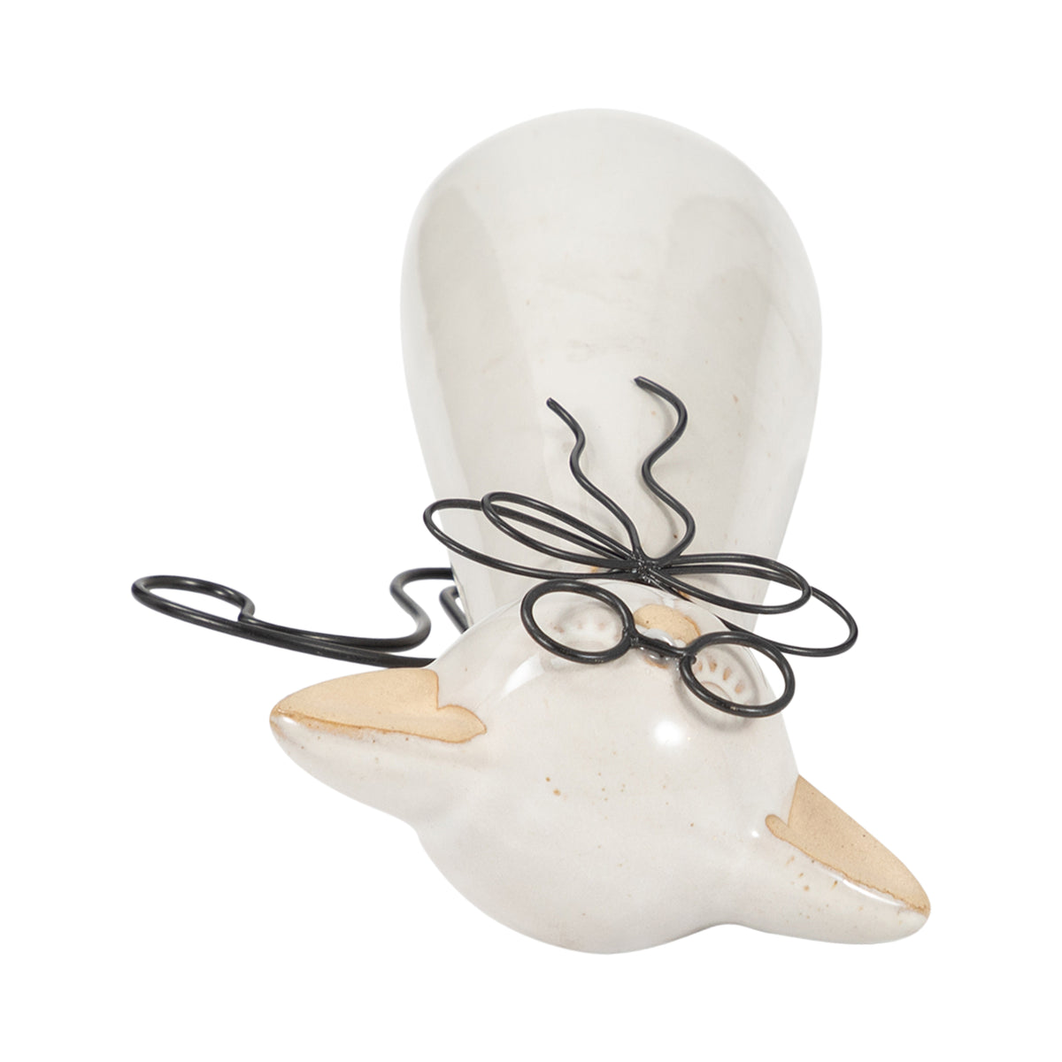 Montalvin Beige/White Small Ceramic Cat with Glasses