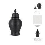 Owenshaw Black Ceramic Ribbed Temple Jar