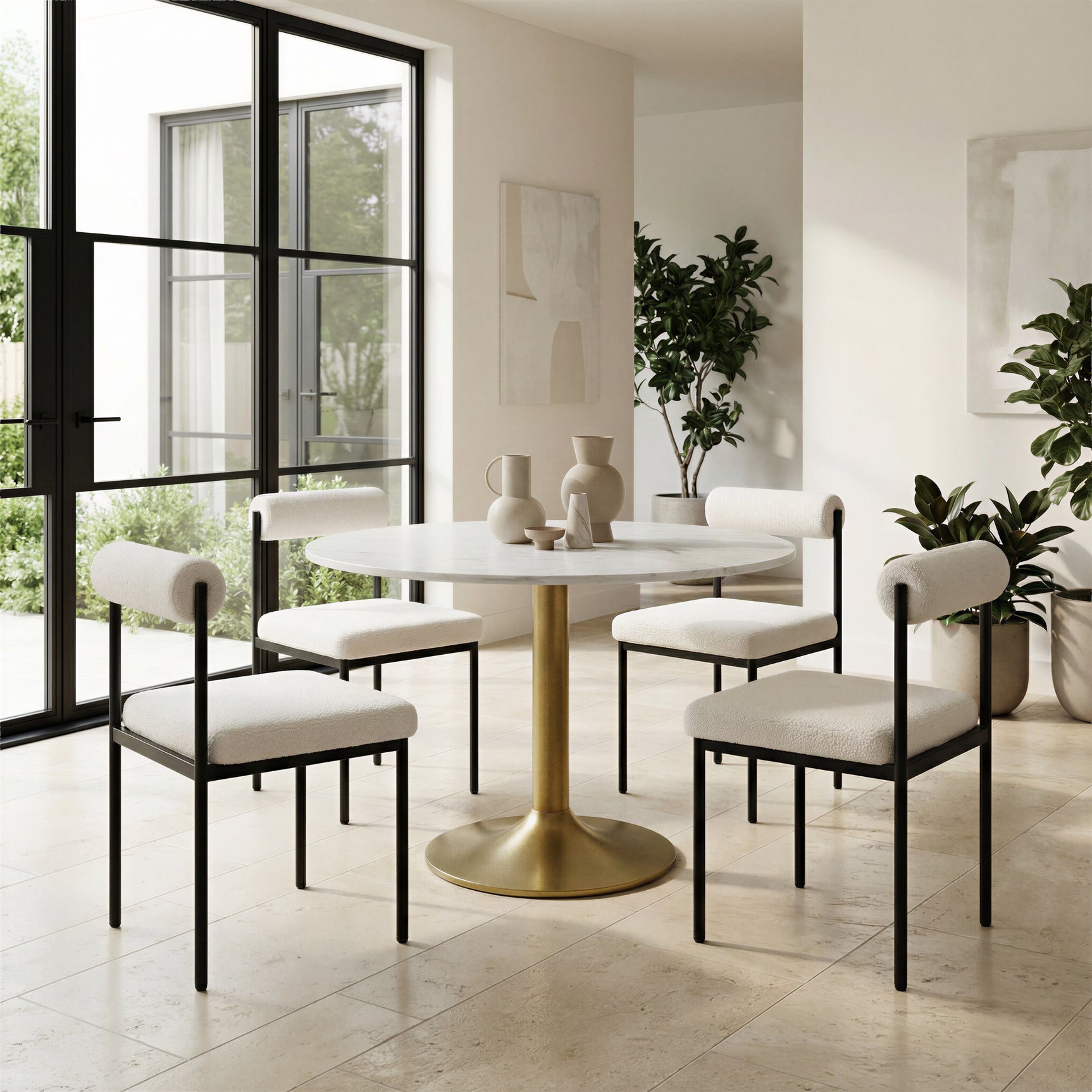 Fullerton White & Gold Dining Table