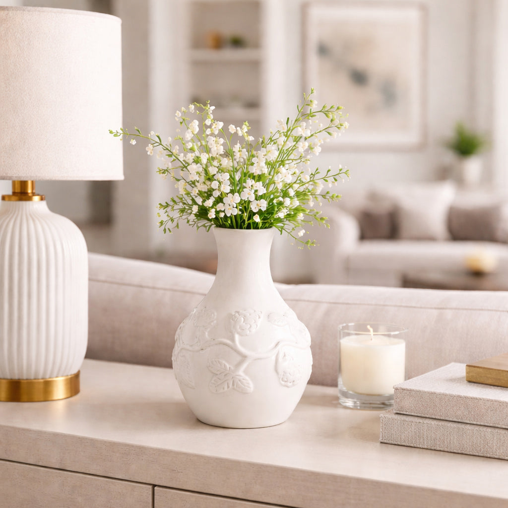 Daulton Ivory Embossed Italia Paper Mache Vase