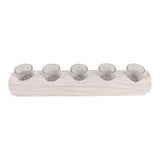 Shrub White/Tan Wood Log 5-Cup Tealight Holder