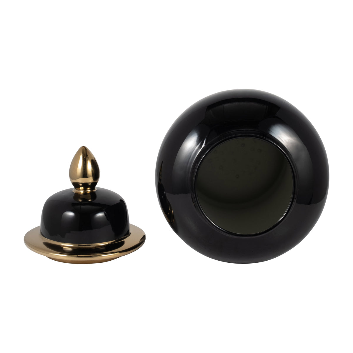 Arlenbeach Black/Gold Small Ceramic Temple Jar