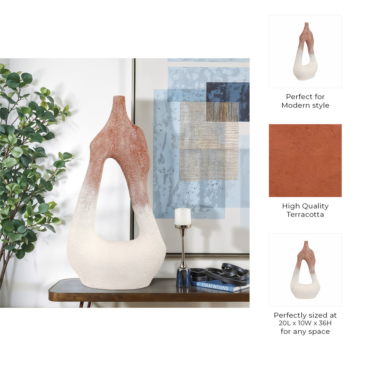 Talus Multicolor Curvy Open Cut-Out Terracotta Vase