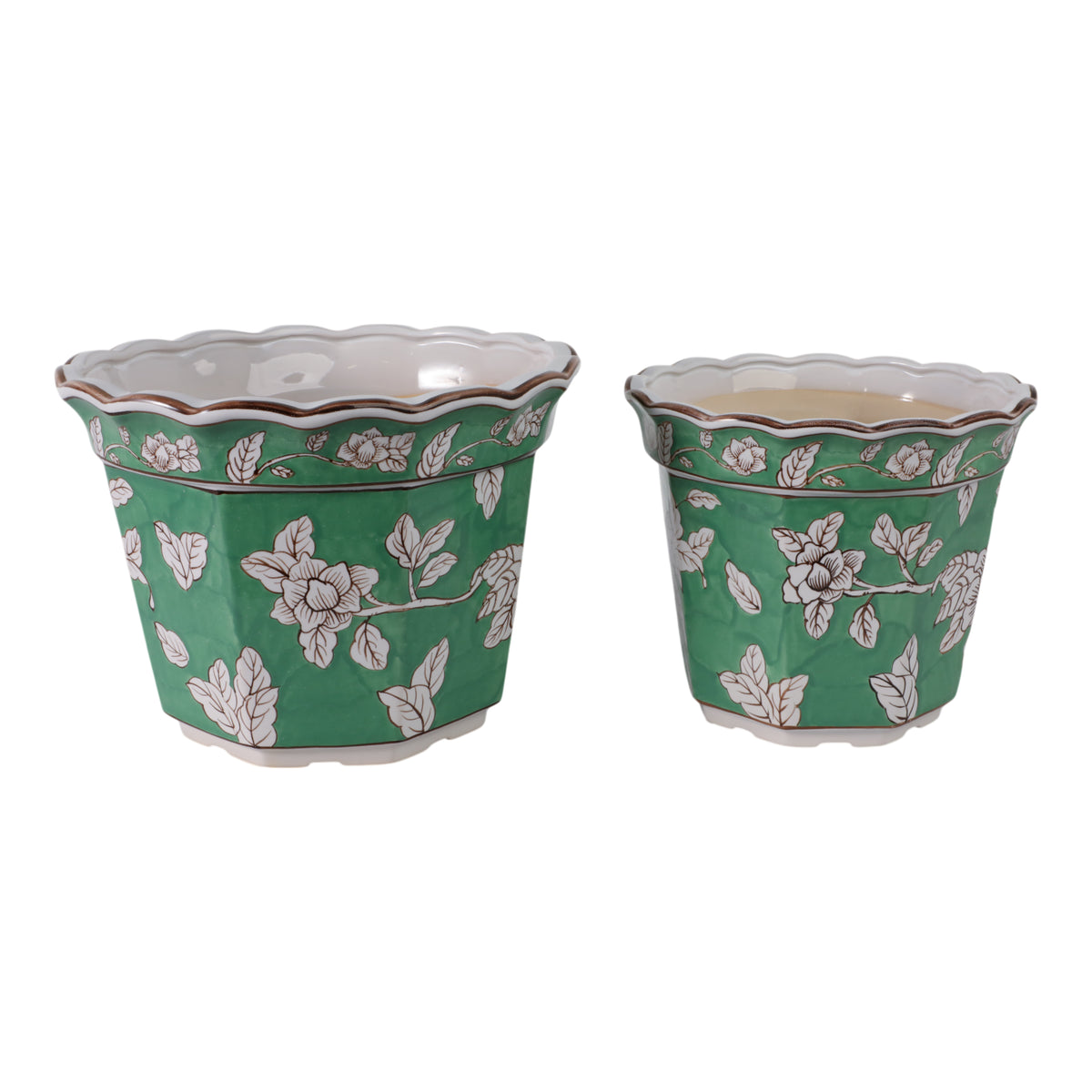 Aidenridge Green/White/Brown Planters (Set of 2)