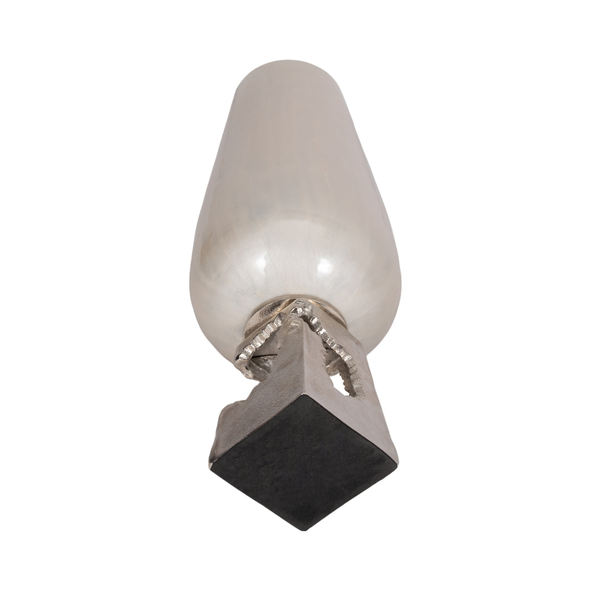 Perry Pearl/White Glass Vase with Metal Base