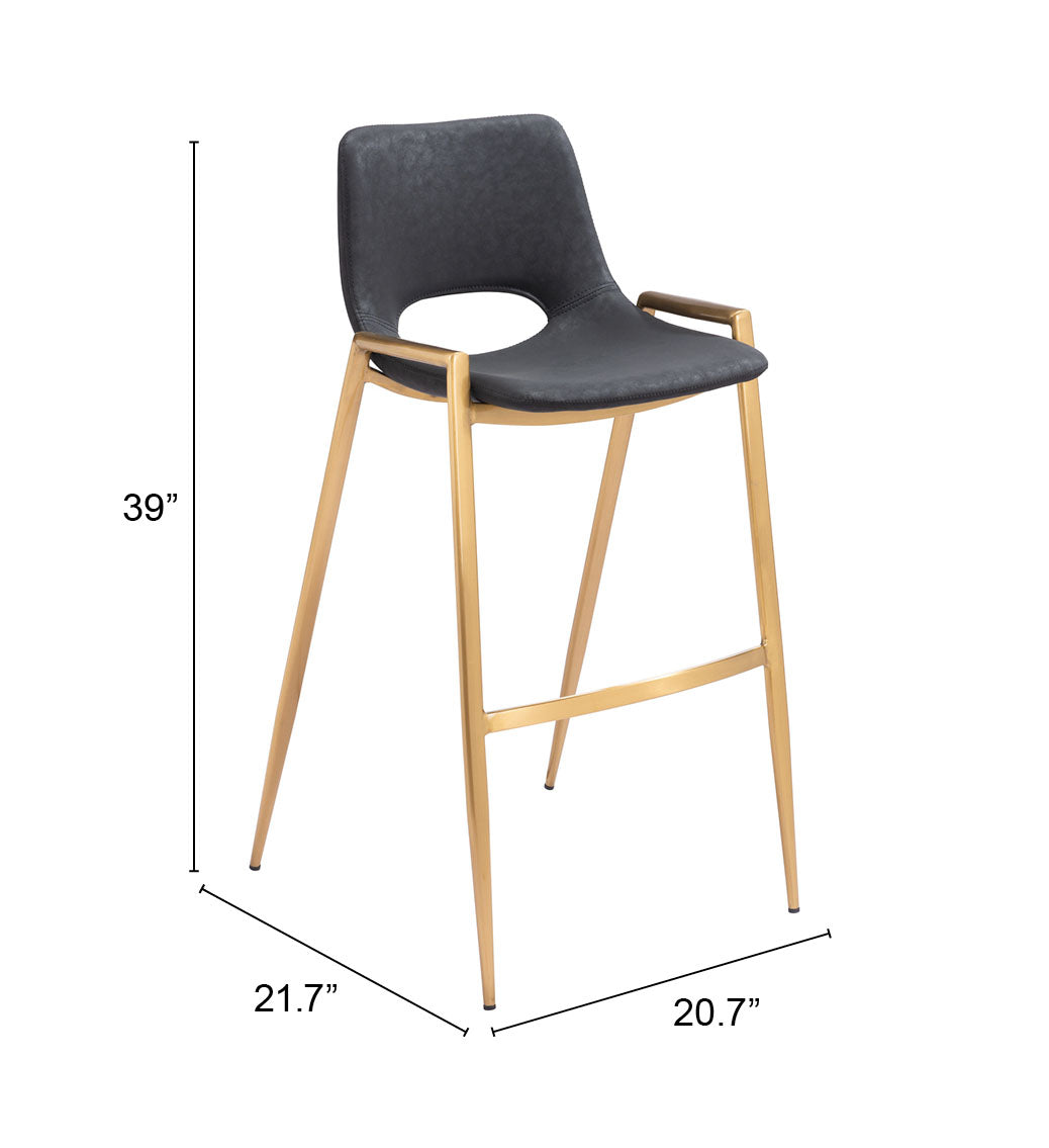 Desi Black & Gold Barstool (Set of 2)