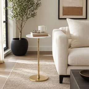 Goat Rock Gold/White Metal Round Drink Table