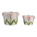 Glenbrook Multicolor Dimensional Tulips on Planters (Set of 2)